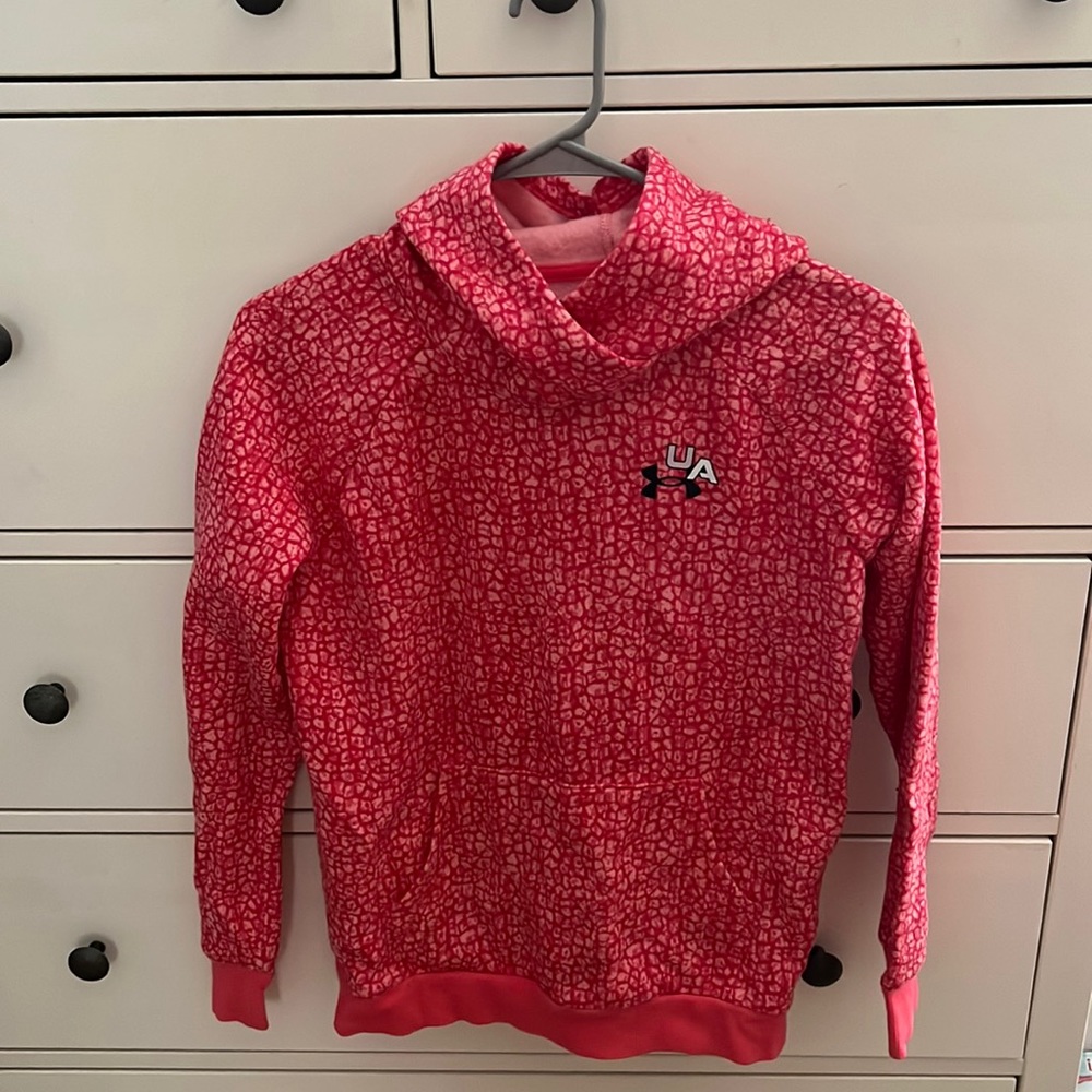 Youth Size Large, Under Armour hot pink snakeskin hoodie pullover.